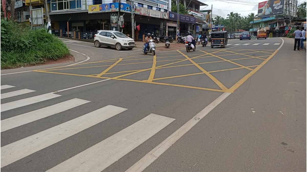 zebra line and yellow box junction
